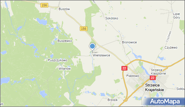 mapa Wielisławice, Wielisławice gmina Strzelce Krajeńskie na mapie Targeo